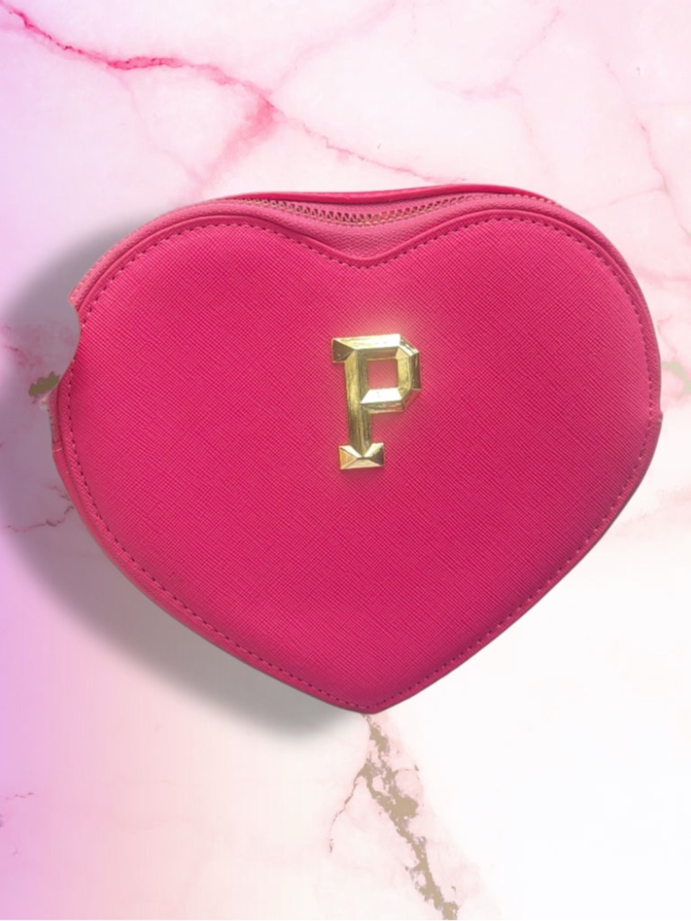 P (Parchita Bag) Crossbody Bag- Not Original 
Pink Heart-Shaped Crossbody Bag